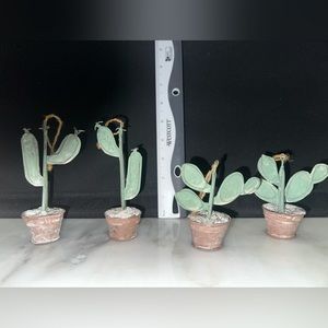 Vintage set of 4 metal cacti ornaments